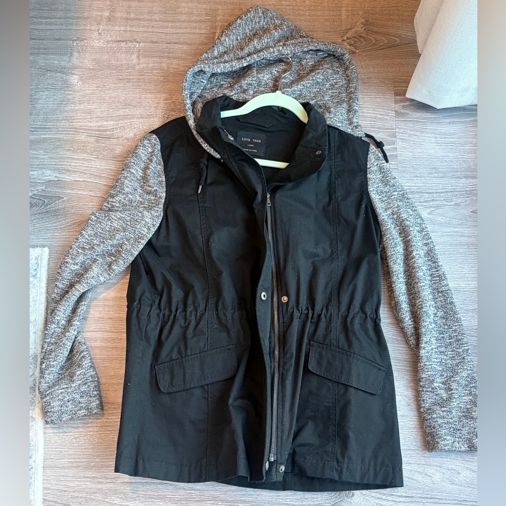 Women's Gray Utility Jacket with Hood